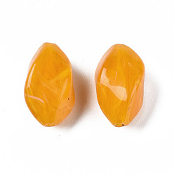 Orange Perles acryliques, style de pierres fines imitation, torsion, orange, 17x12x11mm, Trou: 1.8mm, environ500 pcs / 500 g