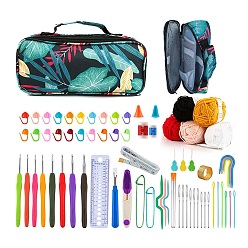 Colorful DIY Knitting Kits Storage Bag for Beginners Include Crochet Hooks, Polyester Yarn, Crochet Needle, Stitch Markers, Colorful, Packing: 24x10.5x7cm