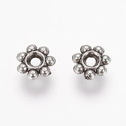 Antique Silver CCB Plastic Bead Spacers, Flower, Antique Silver, 4x1mm, Hole: 1mm