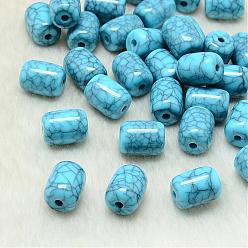 Dark Turquoise Resin Beads, Barrel, Dark Turquoise, 15x13.5~14mm, Hole: 3mm