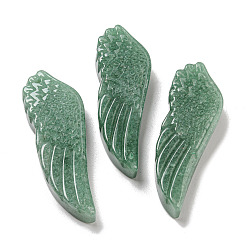 Aventurine Verte Pendentifs naturels aventurine verte, charmes d'ailes sculptées, 56~59x19~22x7~10.5mm, Trou: 1.3mm