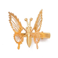 Золотой Железные заколки для волос , винтажные декоративные аксессуары для волос, движущаяся бабочка, золотые, 38x19x1 мм, пригодный для стразов 1.6 мм