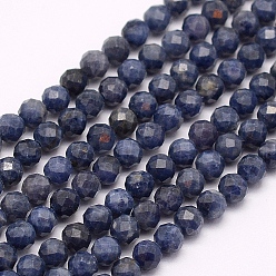 Sapphire Natural Sapphire Beads Strands, Grade A, Faceted, Round, 3mm, Hole: 0.5mm, about 132pcs/strand, 15.7 inch(40cm)