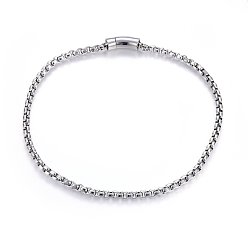 Stainless Steel Color 304 Stainless Steel Box Chain Necklaces, with Bayonet Clasps, Stainless Steel Color, 23.62 inch(60cm), 7.5mm