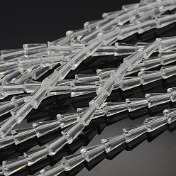 Clear Faceted Cone Glass Beads Strands, Clear, 6x3.5mm, Hole: 1mm, about 100pcs/strand, 22.8 inch