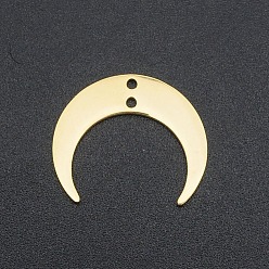Golden 201 Stainless Steel 2-Loop Link Pendants, Laser Cut, Crescent, Golden, 17x20x1mm, Hole: 1.4mm