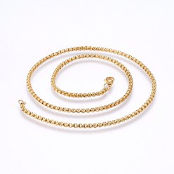 Golden 304 Stainless Steel Box Chain Necklaces, with Lobster Claw Clasps, Golden, 19.7 inch(50cm), 2.5mm