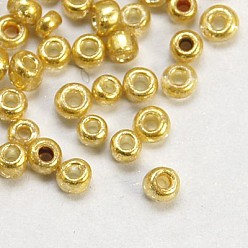 Or Perles de rocaille en verre, Coloris, ronde, burlywood, taille: environ 2mm de diamètre, Trou: 1 mm