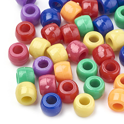 Mixed Color Opaque Acrylic European Beads, Column, Mixed Color, 8x6mm, Hole: 4mm, about 2380pcs/500g
