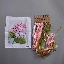 Couleur Mélangete Modèle de bouquet, costume d'outil de broderie bricolage ruban de soie oxford, de décorer la maison, motif de coeur, couleur mixte, 24.5x20.5 cm