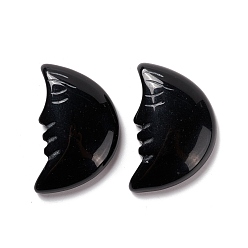 Obsidienne Cabochons d'obsidienne naturelle, lune, 35x22.5x7mm