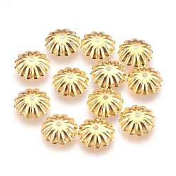 Golden 304 Stainless Steel Bead Caps, Flower, Golden, 10x2.5mm, Hole: 1mm