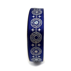Azul 48 yardas de cinta de poliéster con estampado plateado, cinta redonda impresa para envolver regalos, decoraciones de fiesta, azul, 1 pulgada (25 mm)