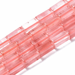 Cherry Quartz Glass Cherry Quartz Glass Beads Strands, Column, 5~6x3mm, Hole: 0.8mm, about 62~63pcs/strand, 15.35~15.75 inch(39~40cm)