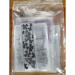 Mixed Patterns Plant Plastic Embossing Folders, Concave-Convex Embossing Stencils, for Handcraft Photo Album Decoration, Mixed Patterns, 150x150x2.5~3mm, 5petterns, 1pc/petterns, 5pcs/set