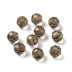 Café Verre imitation perles de cristal autrichien, facette, ronde, café, 10mm, Trou: 1mm