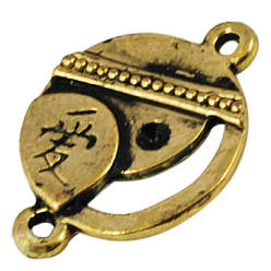 Antique Golden Tibetan Style Toggle Clasps, Cadmium Free & Nickel Free & Lead Free, Flower, Antique Golden, 39x26mm, Hole: 2mm