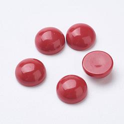 Synthetic Coral Synthetic Coral Cabochons, Half Round/Dome, 8x3.7mm