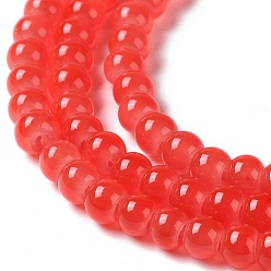 Coral Baking Painted Imitation Jade Glass Round Bead Strands, Coral, 4.5~5mm, Hole: 1mm, about 210pcs/strand, 31.4 inch