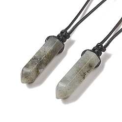 Fluorite Natural Fluorite Bullet Pendant Necklace with Waxed Cords for Women, 16.14~32.68 inch(41~83cm)