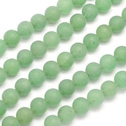 Green Aventurine Frosted Round Natural Green Aventurine Beads Strands, 6mm, Hole: 1mm, about 65pcs/strand, 15.3 inch