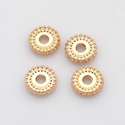 Rose Gold Disc Plating Zinc Alloy Spacer Beads, Rose Gold, 7x2mm, Hole: 1.5mm