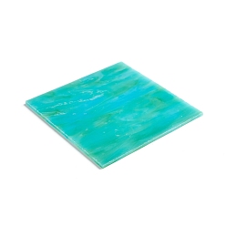 Medium Turquoise Variety Glass Sheets, Large Cathedral Glass Mosaic Tiles, for Crafts, Medium Turquoise, 100.5x100.5x2.5mm