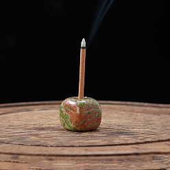 Unakite Natural Unakite Incense Burners, Sqaure Incense Holders, Home Office Teahouse Zen Buddhist Supplies, 15~20mm