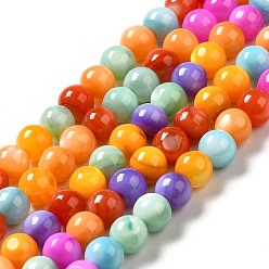 Coloré Teints d'eau douce naturelle perles de coquillage brins, ronde, colorées, 5mm, Trou: 0.8mm, Environ 82 pcs/chapelet, 14.96~15.04 pouce (38~38.2 cm)