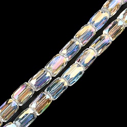 Clear Transparent Glass Beads Strands, AB Color Plated, Faceted Column, Clear, 6x4mm, Hole: 0.8mm, about 80pcs/strand, 20.08''~20.47''(51~52cm)