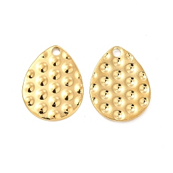 Real 18K Gold Plated Ion Plating(IP) 304 Stainless Steel Pendants, Teardrop Charm, Real 18K Gold Plated, 18.5x14x1mm, Hole: 1.6mm