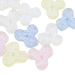 Couleur Mélangete Perles acryliques placage irisé arc-en-ciel, perles de paillettes, fleur, couleur mixte, 18x20x5mm, Trou: 1.8mm