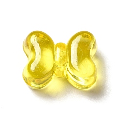 Jaune Perles acryliques transparentes, bowknot, jaune, 11x15x8mm, Trou: 3mm, environ550 pcs / 500 g