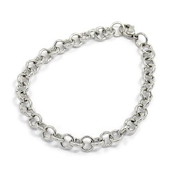 Stainless Steel Color Fashionable 304 Stainless Steel Engraved Vine Cable Chain Bracelets, with Lobster Claw Clasps, Stainless Steel Color, 8-1/8 inch(205mm), 7.5mm