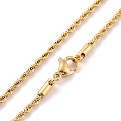 Golden 304 Stainless Steel Rope Chain Necklaces, with Lobster Claw Clasp, Golden, 30 inch(76.5cm), 2.3mm