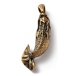 Antique Golden Ion Plating(IP) 304 Stainless Steel Big Pendants, Fish Charm, Antique Golden, 55.5x20.5x13mm, Hole: 5.5x7.5mm