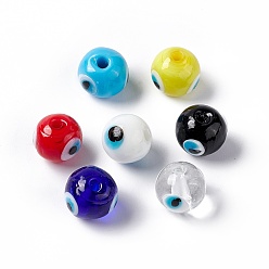 Mixed Color Handmade Evil Eye Lampwork Beads, Round, Mixed Color, 12~12.5mm, Hole: 1.6mm