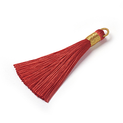 Red Polyester Tassel Pendants, Red, 80~83x7~8mm, Hole: 5~7mm
