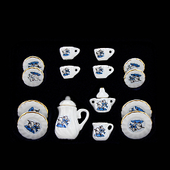 Canard Mini service à thé en porcelaine, y compris les théières en pièces, 2 tasses à thé en pièces, 5 vaisselle pc, pour accessoires de maison de poupée, faire semblant de décorations d'accessoires, motif de canard, 8mm, 121x86x25 pièces / kit