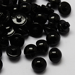 Black Taiwan Acrylic Dome Shank Buttons, 1-Hole, Black, 15x11mm, Hole: 1mm