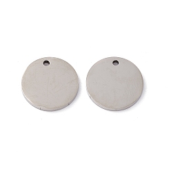 Stainless Steel Color 201 Stainless Steel Pendants, Flat Round Charm, Stainless Steel Color, 15x1.5mm, Hole: 1.4mm