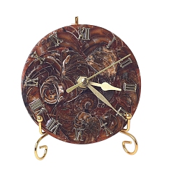 Коричневый Украшения для часов из смолы, с ломтиком раковины внутри и металлическим держателем, украшение для стола дома по фен-шуй, коричневые, 100~120 мм