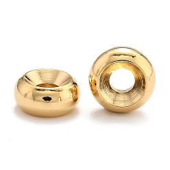 Настоящее золото 24K Spacer бисер латунные, долговечный, плоско-круглые, реальный 24 k позолоченный, 7x3 мм, отверстие : 2 мм