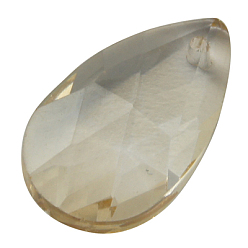 Goldenrod Glass Pendants, Crystal Suncatcher, Faceted, teardrop, Goldenrod, Size: about 13mm wide, 22mm long, 8mm thick, hole: 0.8mm
