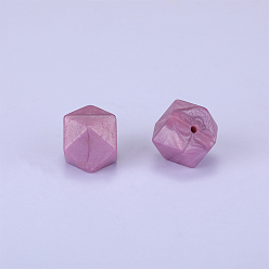 Púrpura Cuentas de silicona hexagonales, masticar cuentas para mordedores, diy collares de enfermería haciendo, púrpura, 23x17.5x23 mm, agujero: 2.5 mm