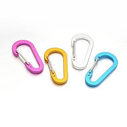 Mixed Color Aluminum Rock Climbing Carabiners, Key Clasps, with Iron Findings, Mixed Color, 60.5x30.5x9mm