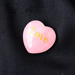 Розовый Кварц Натуральные целебные камни из розового кварца, День святого Валентина с гравировкой в форме сердца, камни любви, Карманные пальмовые камни для развития Рейки, Слово любовь, 30x30 мм