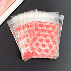 Red Rectangle PE Plastic Cellophane Bags, Star Pattern, Red, 13x8cm