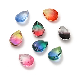 Mixed Color Faceted K9 Glass Rhinestone Cabochons, Pointed Back, Teardrop, Mixed Color, 18x13x7mm