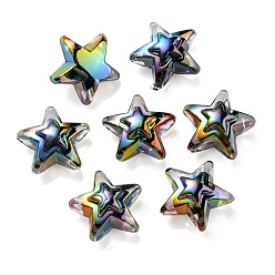 Black UV Plating Rainbow Iridescent Transparent Acrylic Beads, Two Tone, Star, Black, 15.5~16x16.5x9.5mm, Hole: 2.6mm